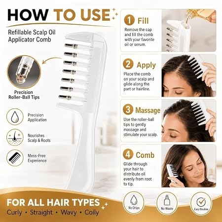 Transparent Hair Scalp Applicator Comb, Manual Scalp Stimulator, Hair Growth Scalp Massage Comb, Deep Scalp Massage Tool