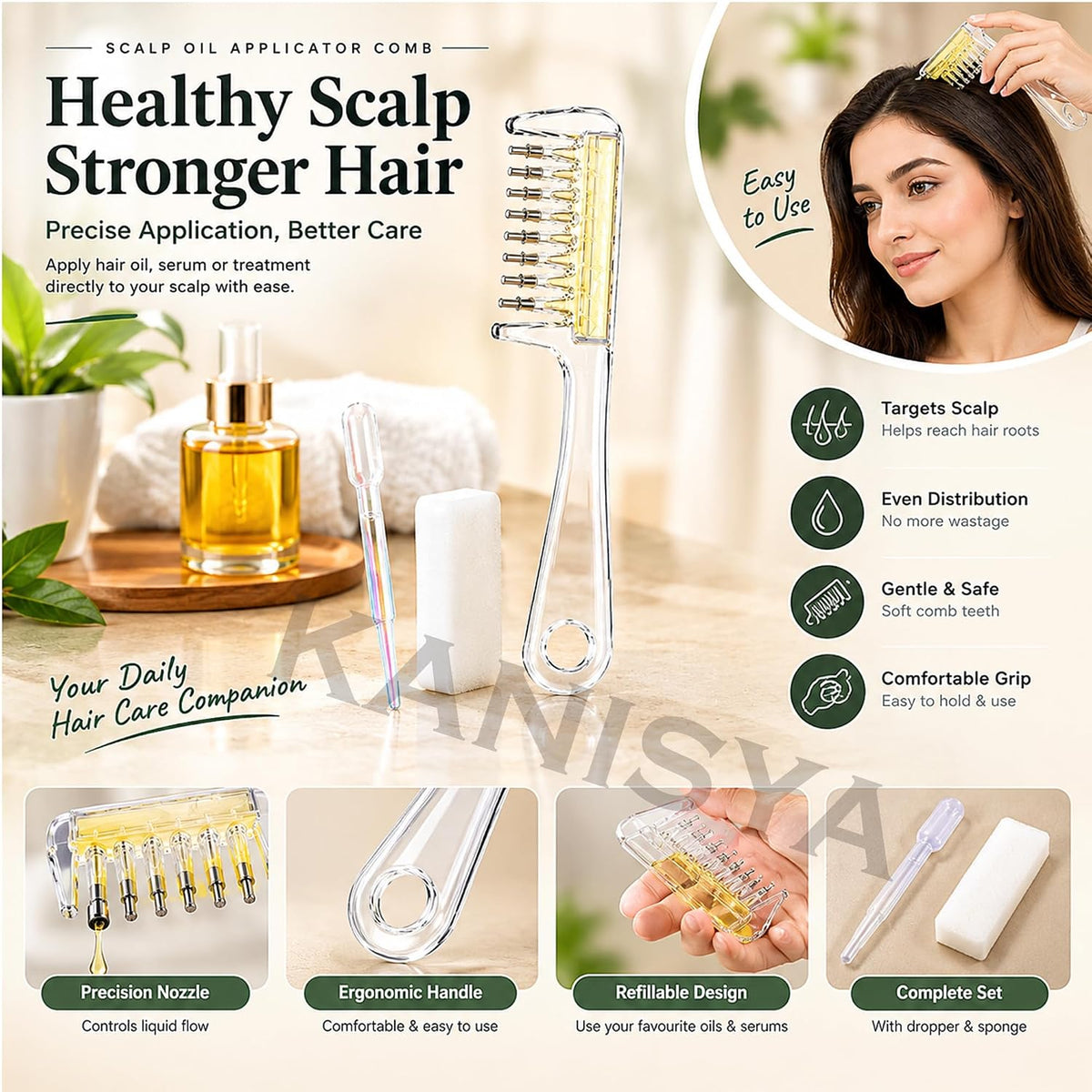 Transparent Hair Scalp Applicator Comb, Manual Scalp Stimulator, Hair Growth Scalp Massage Comb, Deep Scalp Massage Tool